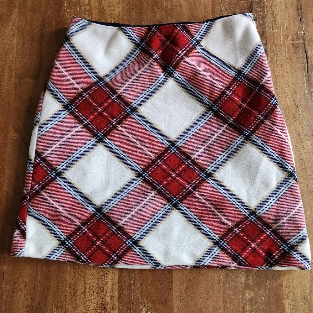 Abercrombie & Fitch Red and White Plaid Mini Skirt M
